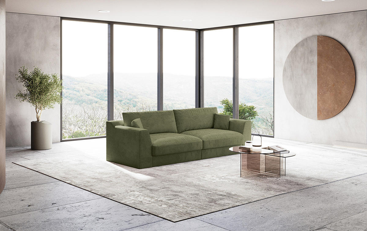 BIGSOFA - Schwarz/Grün, Kunststoff/Textil (274/90/112cm) - home24