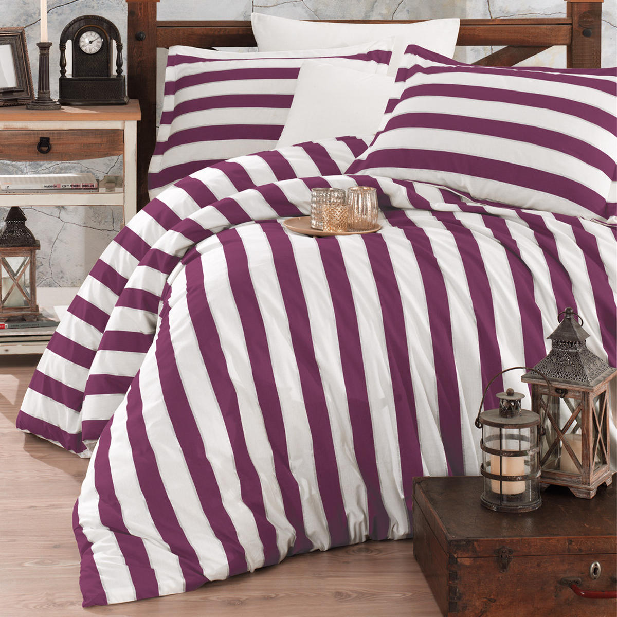 BETTWÄSCHE 5-teilig 200/200 cm EGE - Lila, Textil (200/200cm) - ROLFNERS