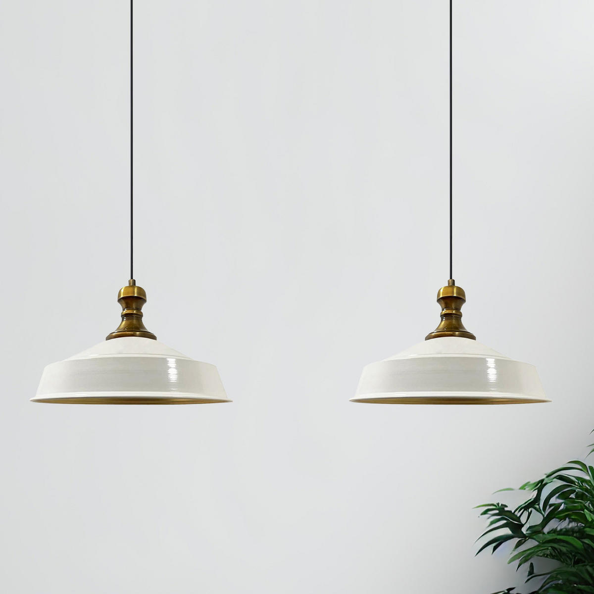 PENDELLEUCHTE Asletl 2 Flammig 40/36 cm - Goldfarben/Weiß, Metall (36/40/28cm) - Bamyum