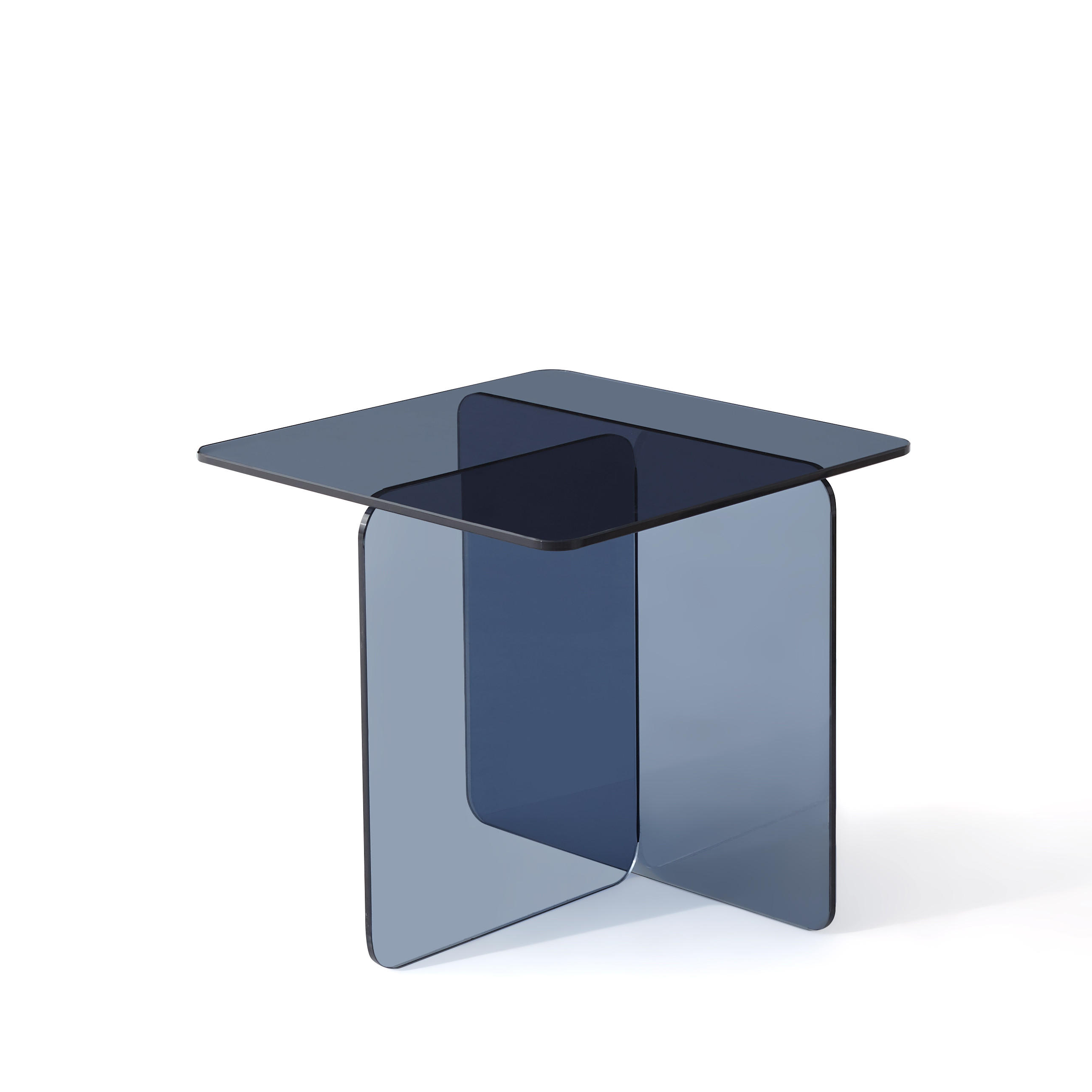 BEISTELLTISCH DE-37401 quadratisch mit gebogenem Glas Grau - Grau, Glas (45/45/41cm) - ComfortXL