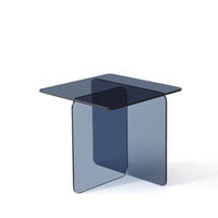 BEISTELLTISCH DE-37401 quadratisch mit gebogenem Glas Grau - Grau, Glas (45/45/41cm) - ComfortXL
