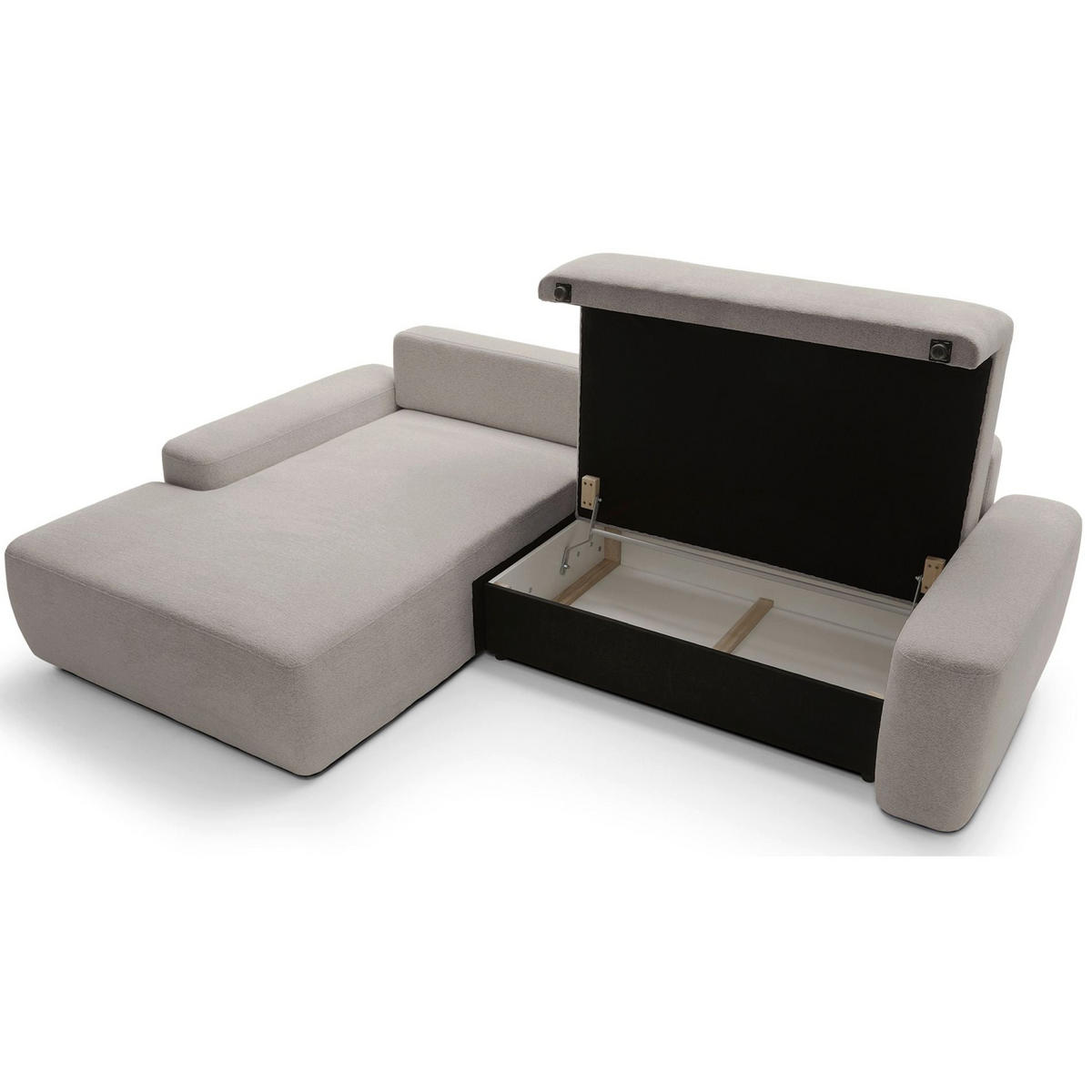 ECKSOFA Baleo Greige Chenille-Bezug - Taupe/Schwarz, Kunststoff/Textil (264/162cm) - Selsey