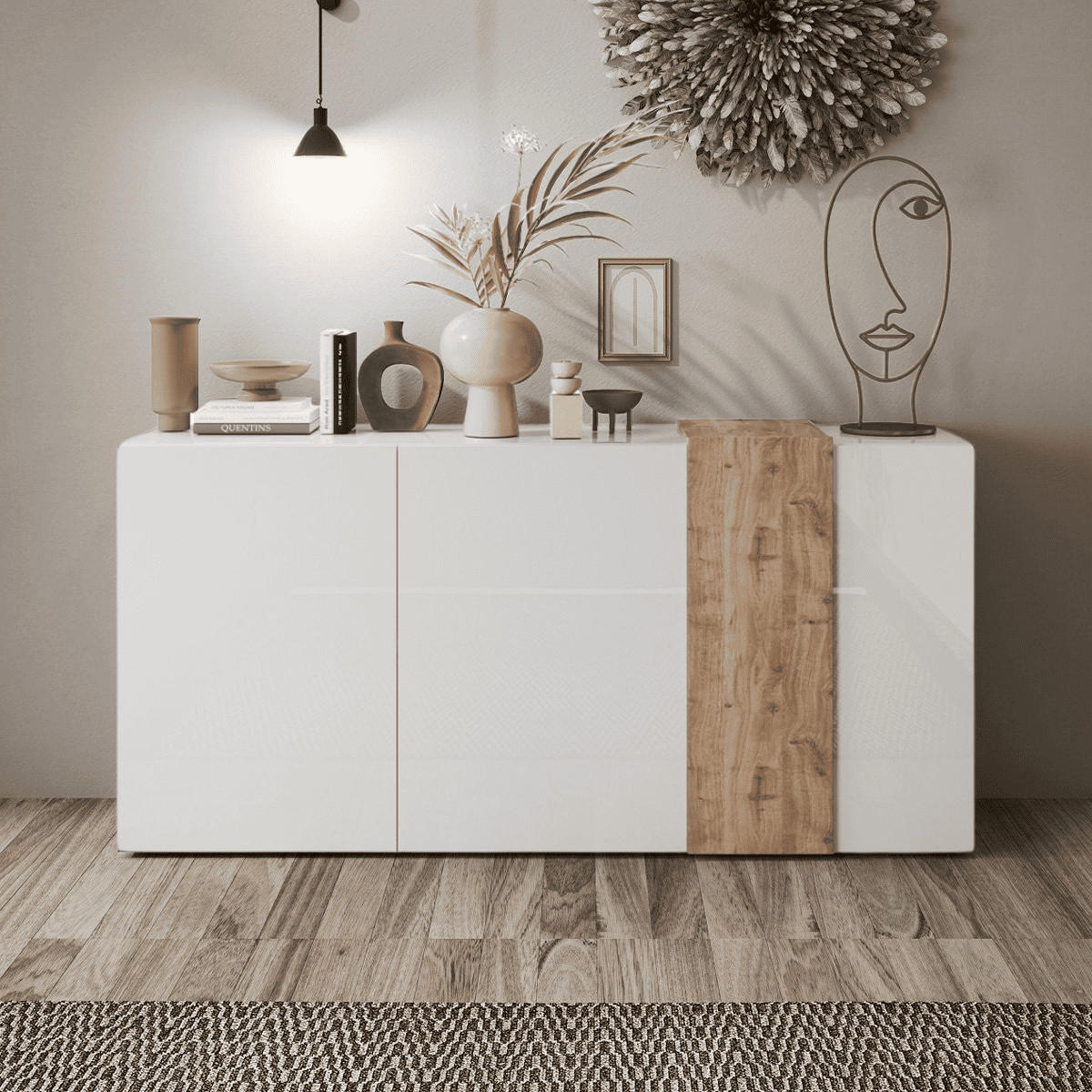 SIDEBOARD 3 Türen Pluton - L181 cm - Naturfarben, Holz (38/84.3/180.5cm) - Vente-Unique