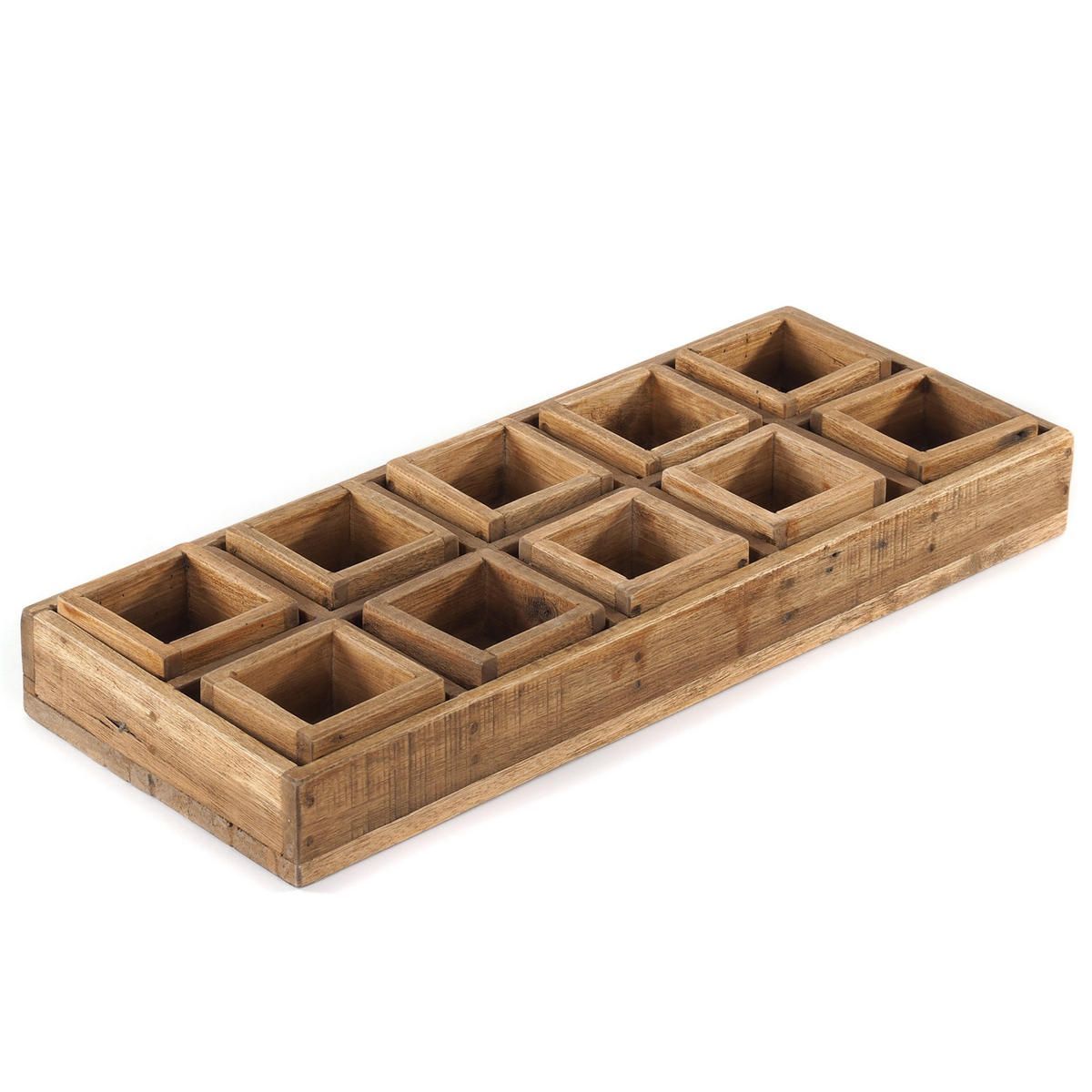 KISTEN-SET Cubo II 7-tlg. Massivholz - Naturfarben, Holz (23cm) - DESIGN DELIGHTS