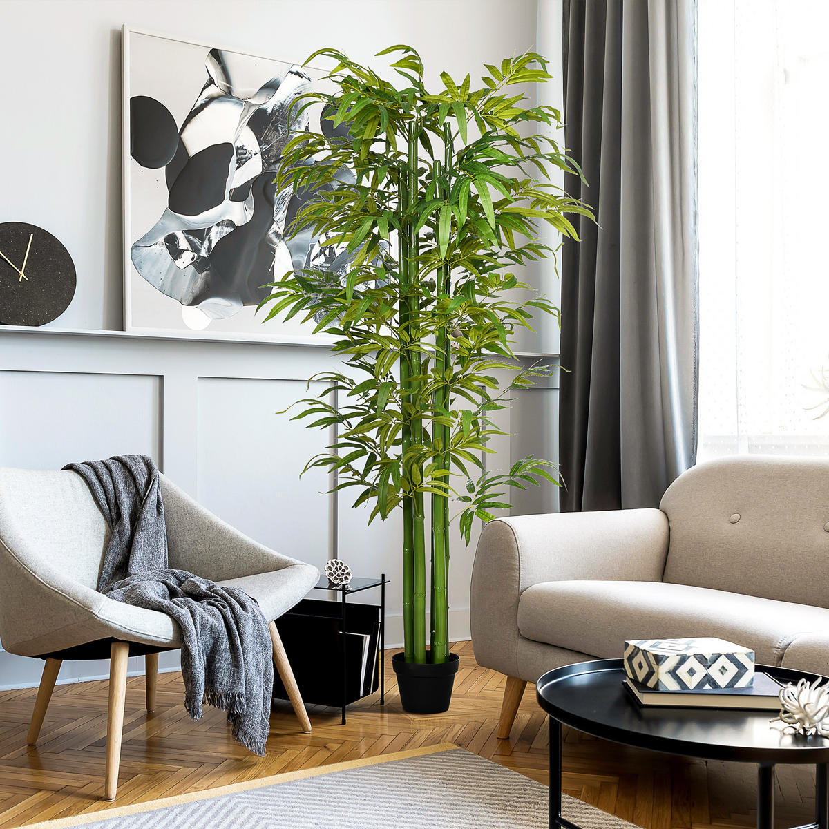 KÜNSTLICHE Pflanzen, Polyester, Grün - Grün, Kunststoff (180cm) - HOMCOM