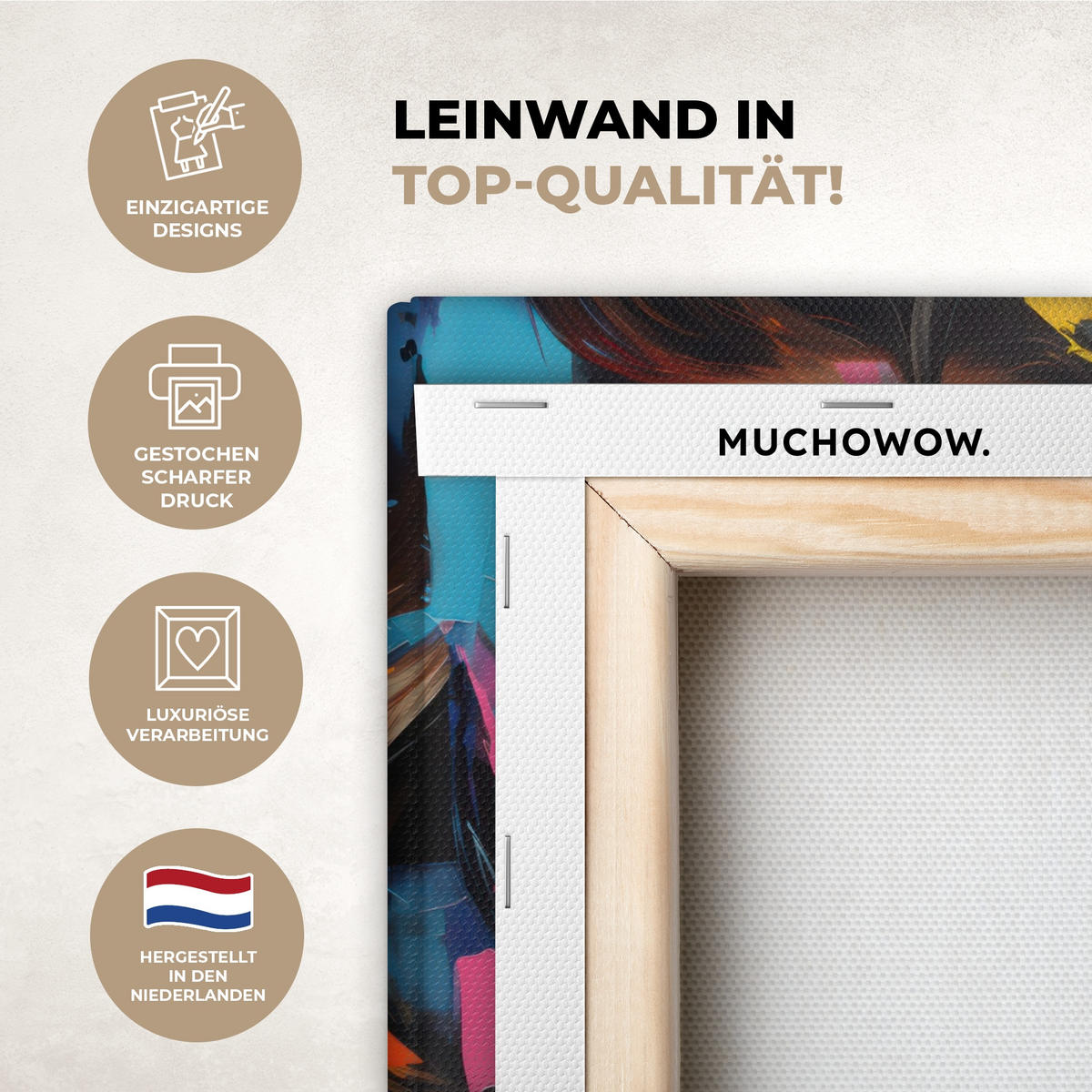 LEINWANDBILD Frau - Porträt - Farbenfroh - Kunst 20x30 cm - Multicolor, Textil (20/30cm) - MuchoWow