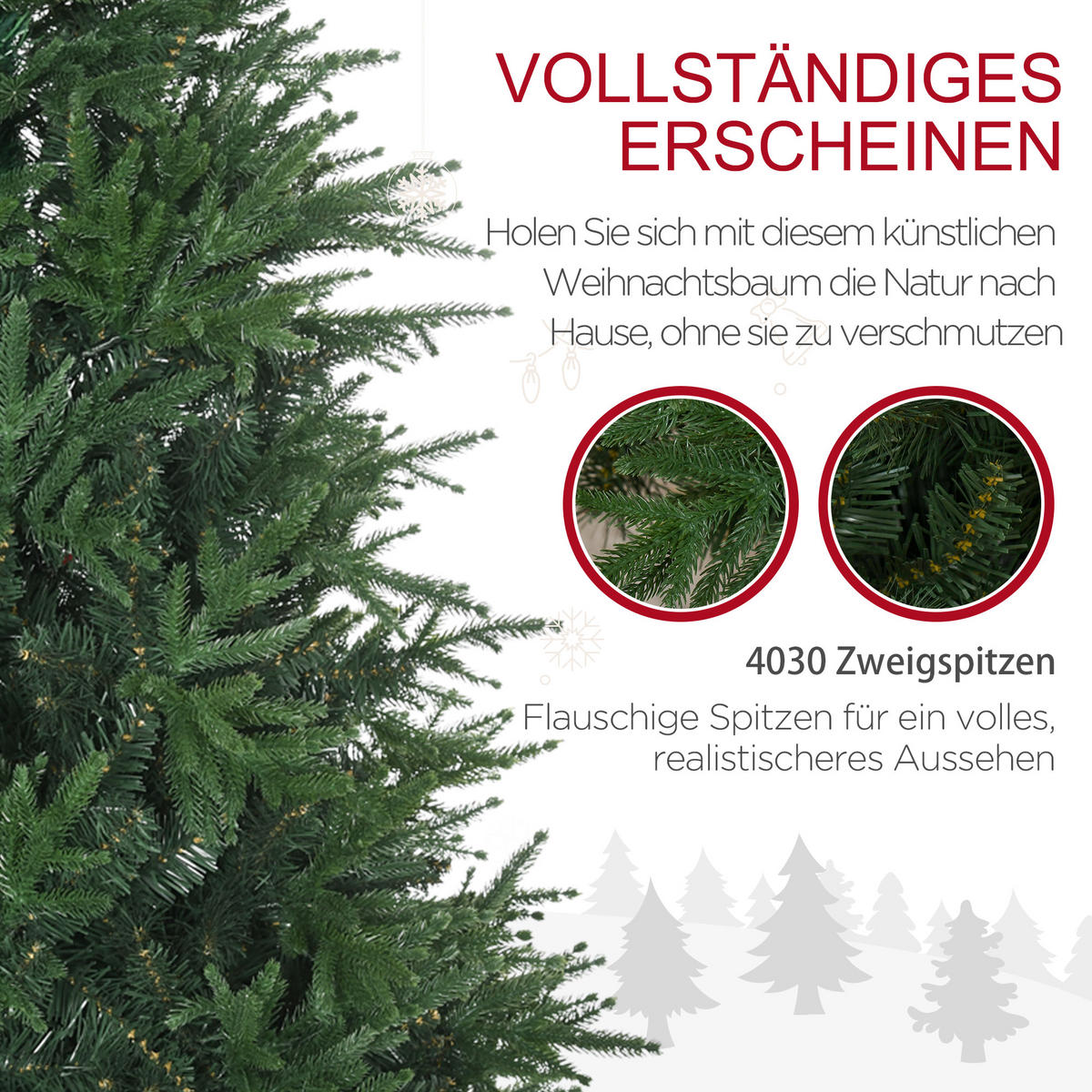 WEIHNACHTSBAUM, 180 cm, PVC, PE, Metall, Grün - Grün, Kunststoff (180cm) - HOMCOM