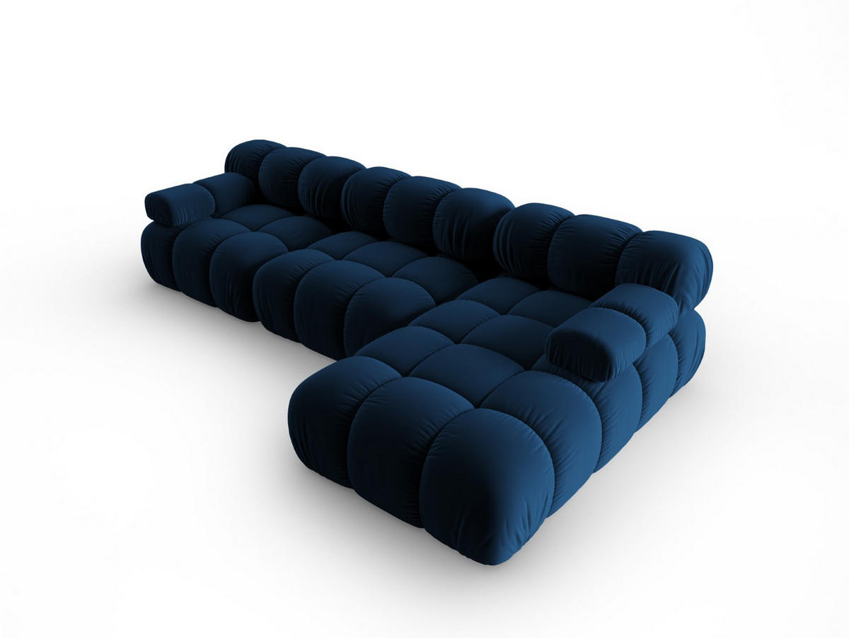 MODULARES-ECKSOFA rechts Bellis aus Samt königsblau 4 Sitzplätze - Blau, Textil (122/285cm) - Micadoni
