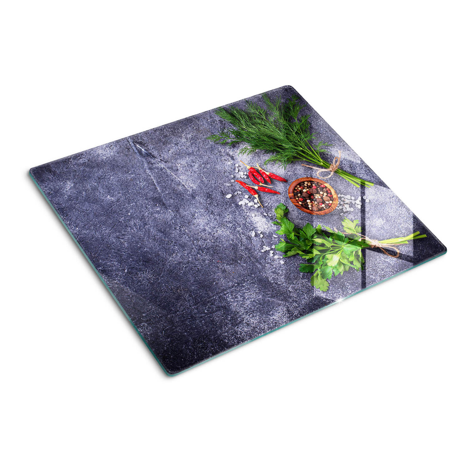 GLASPLATTE 60x52 cm Kräuter und Gewürze - Grün, Glas (60/0.4/52cm) - TULUP