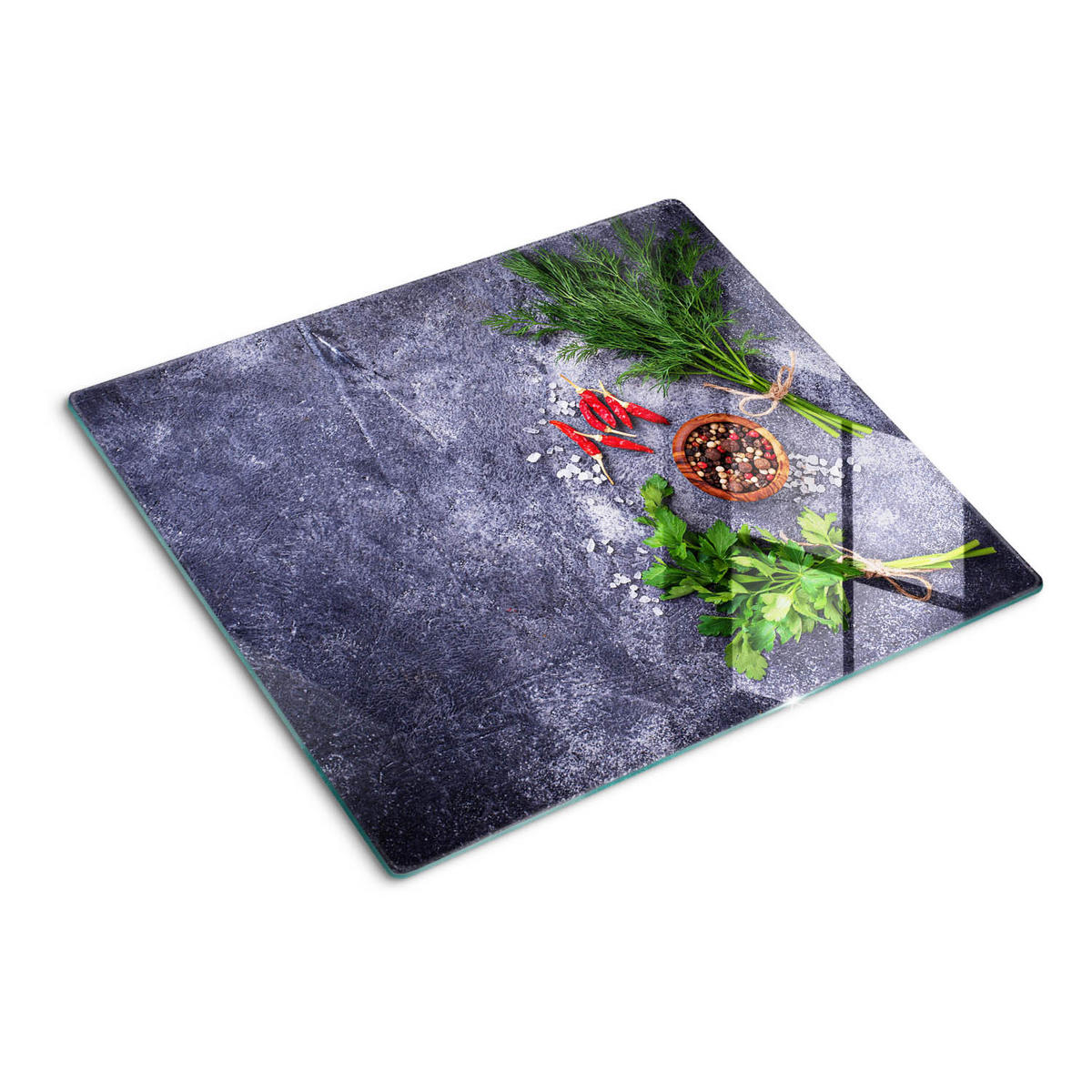 GLASPLATTE 60x52 cm Kräuter und Gewürze - Grün, Glas (60/0.4/52cm) - TULUP