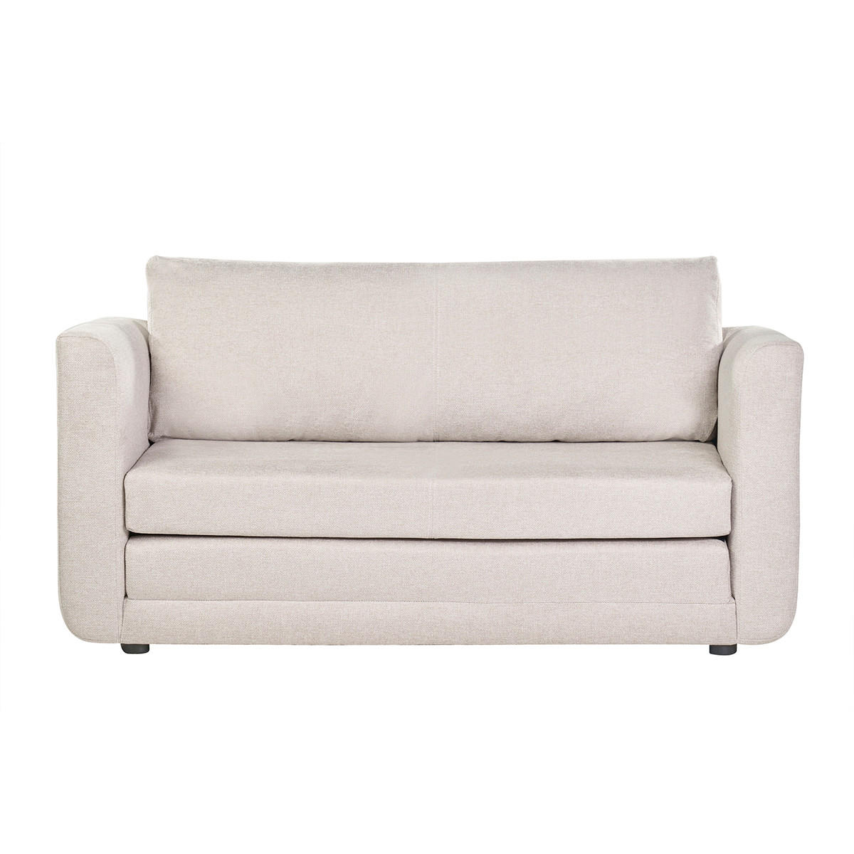SCHLAFSOFA 2-Sitzer Beigefarben Samteffekt LEON - Creme, Textil (71/78/147cm) - Miliboo