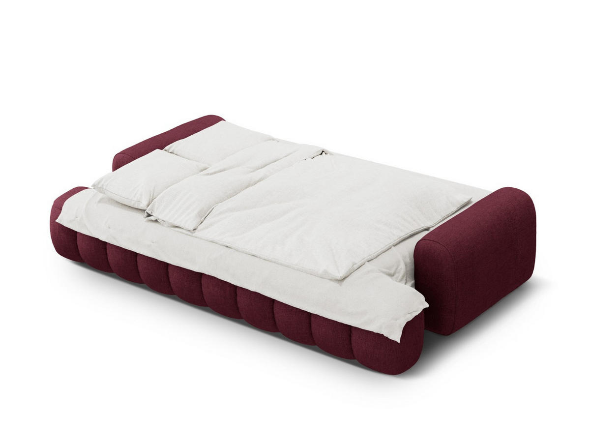 AUSKLAPPBARES-SOFA mit Bettkasten Linz aus strukturiertem Stoff burgundfarben 4 Sitzplätze - Bordeaux, Textil (100/84/250cm) - Cosmopolitan Design