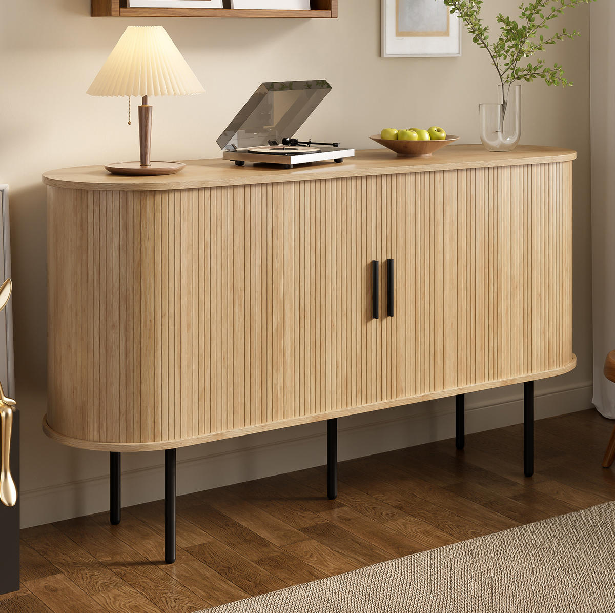 KOMMODE 140/40/78 cm aus MDF mit Rolljalousie-Türen Natur - Naturfarben, Holzwerkstoff (140/78/40cm) - Modenvie
