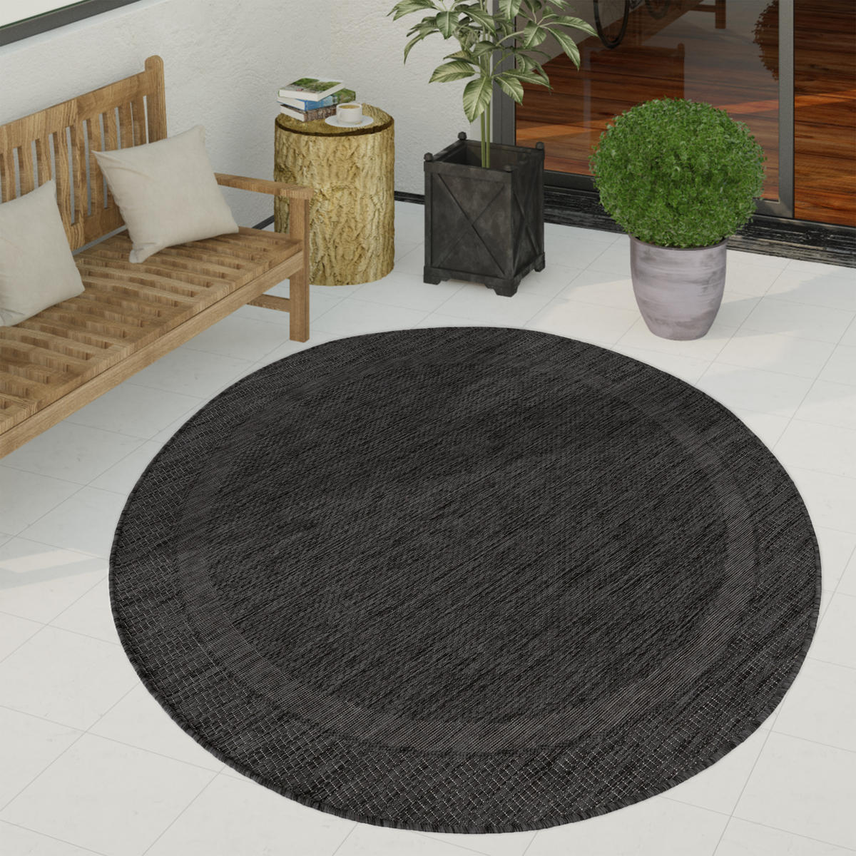 OUTDOORTEPPICH 200/200 cm Roma 272 - Anthrazit, Textil (200/200cm) - Paco Home
