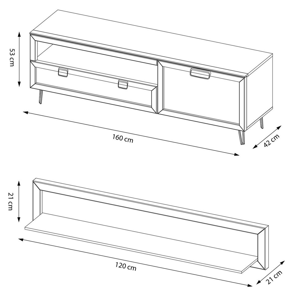 WOHNZIMMER-SET Limbo Eiche Artisan 5-teilig - Eiche Artisan/Braun, Holz/Metall (340/89/42cm) - Feldmann-Wohnen