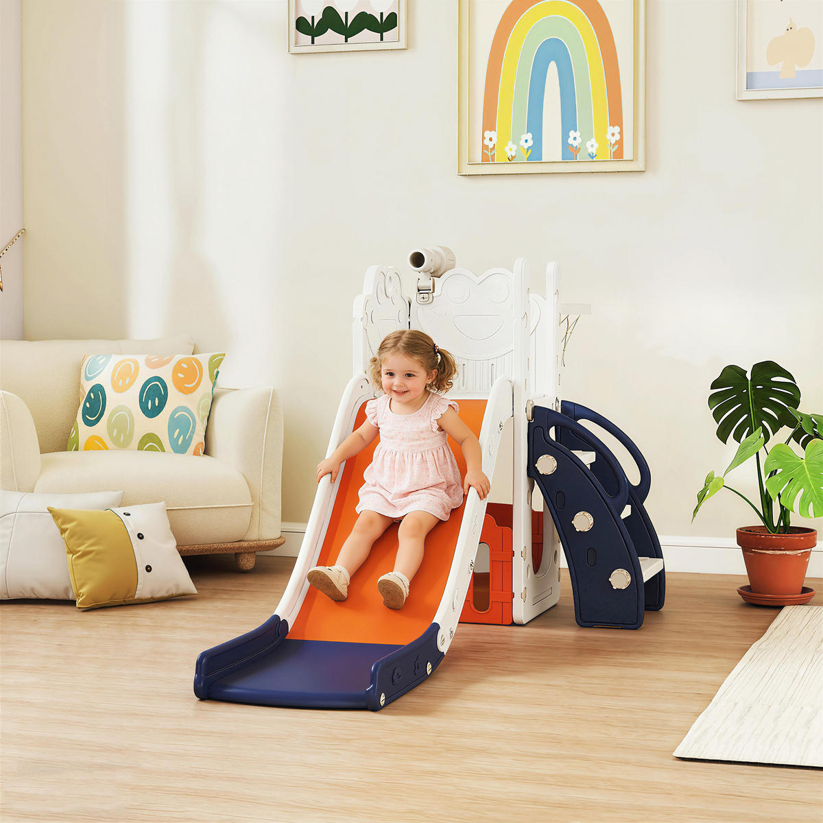 KINDERRUTSCHE HDPE Orange - Orange, Kunststoff (70/86/178cm) - AIYAPLAY
