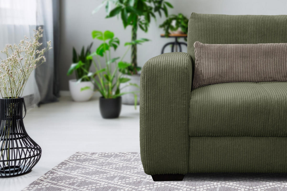 SESSEL OLI in Cordstoff olivgrün - Olivgrün, Holz/Textil (130/91/108cm) - Courtois Laville