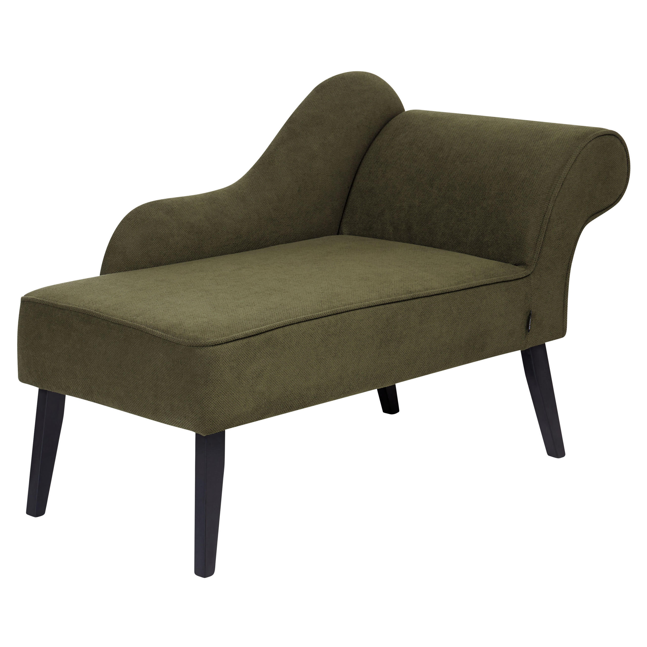 CHAISELONGUE olivgrün rechtsseitig Biarritz - Schwarz/Grün, Textil (118/77/60cm) - Beliani