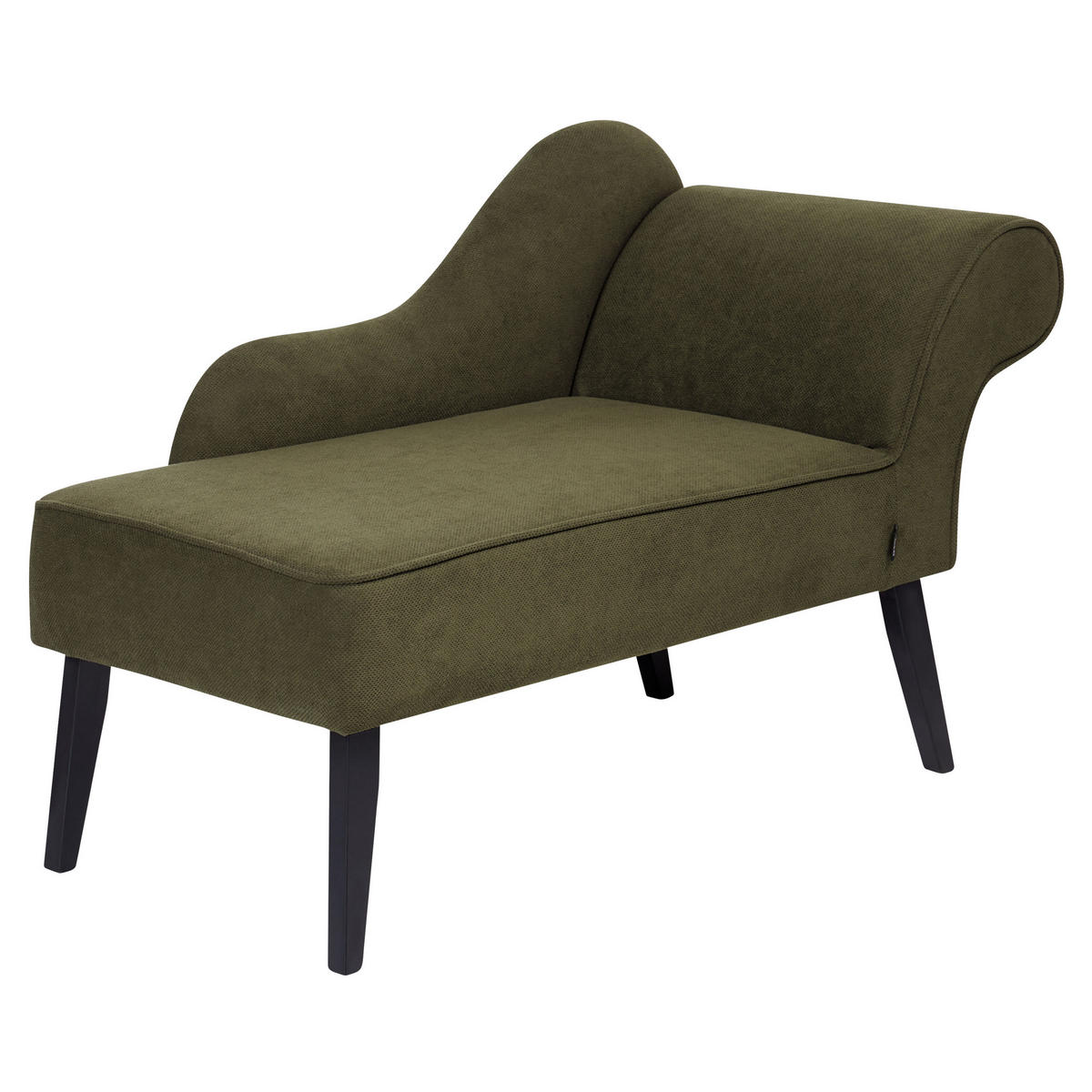 CHAISELONGUE olivgrün rechtsseitig Biarritz - Schwarz/Grün, Textil (118/77/60cm) - Beliani