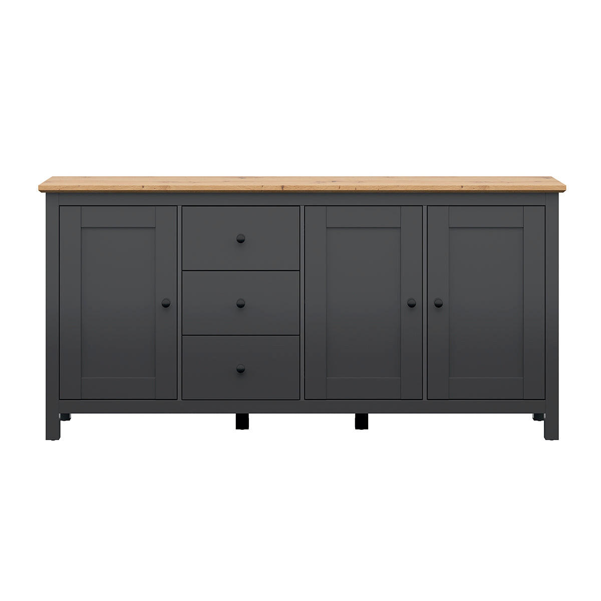SIDEBOARD Duck Anthrazitgrau und Holz - Grau, Holzwerkstoff (199/96/44cm) - Petits-meubles