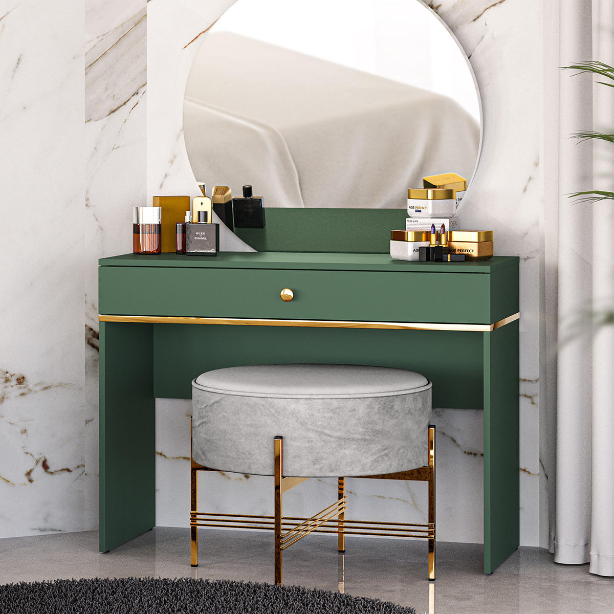 KONSOLE Thalia Grün - Grün, Holzwerkstoff (40/100/79cm) - Petits-meubles