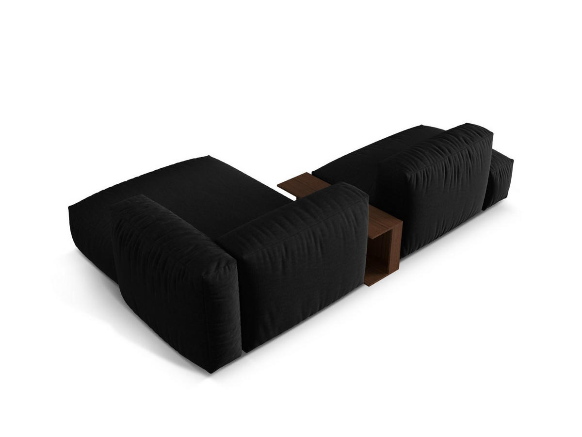 ECKSOFA modular rechts Martina aus strukturiertem Stoff schwarz 2 Sitzplätze - Schwarz, Textil (176/285cm) - Micadoni