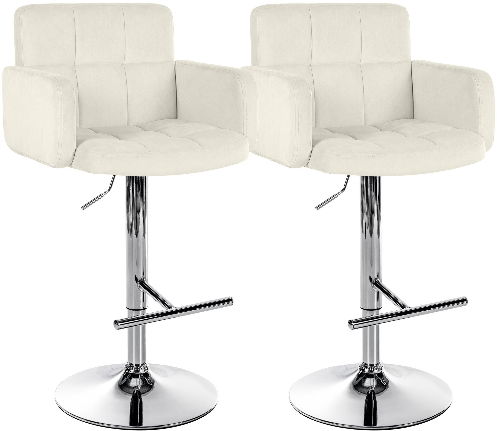 BARHOCKER 2 Samt Creme - Chromfarben/Creme, Textil/Metall (60/93/56cm) - CLP