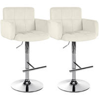 BARHOCKER 2 Samt Creme - Chromfarben/Creme, Textil/Metall (60/93/56cm) - CLP