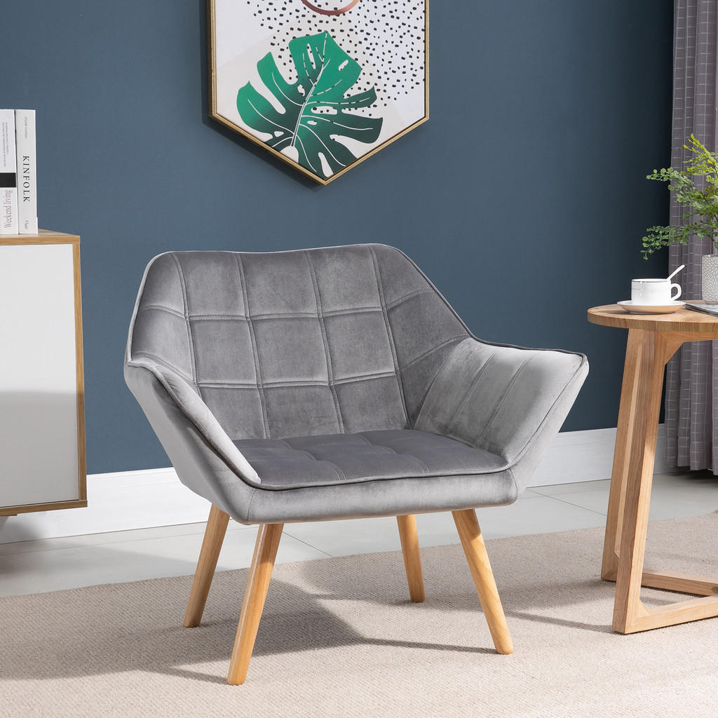 Thumbnail - Homcom Einzelsessel, Grau, Kunststoff, 61.5x71x67 cm, Wohnzimmer, Sessel, Polstersessel