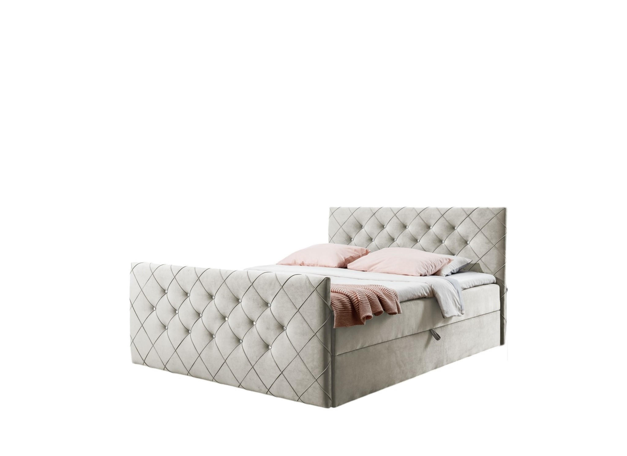 BOXBETT Eivor In überlänge - Beige, Holzwerkstoff/Textil (140/220cm) - Fun Möbel