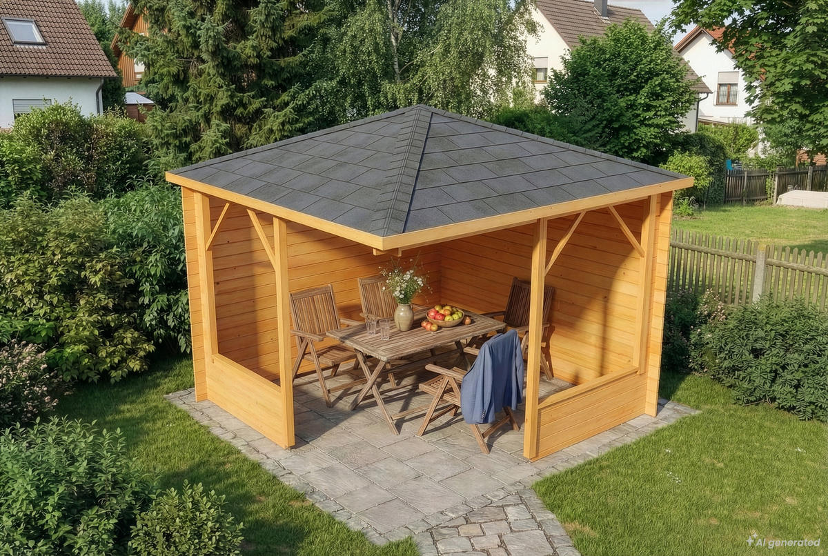 GARTENHAUS Holz Maik - Pinienfarben, Holz (318/260/318cm) - Alpholz