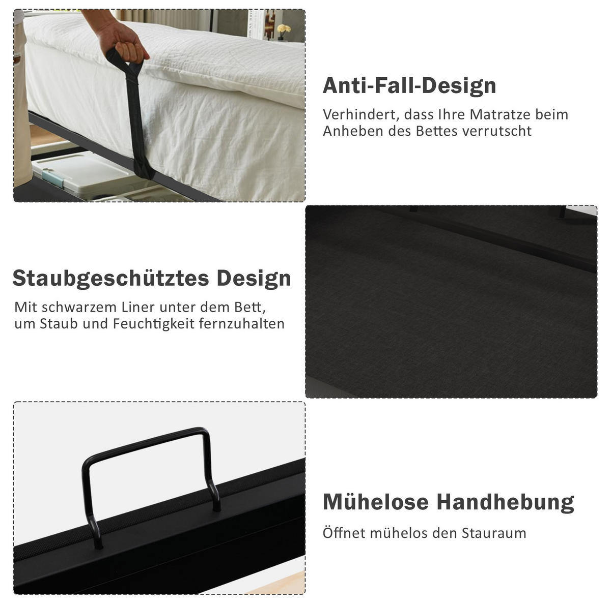 POLSTERBETT 90/200 cm Beige mit Bettkasten, LED und USB- und Type-C-Anschlüssen - Beige, Textil (90/200cm) - Flora Grace