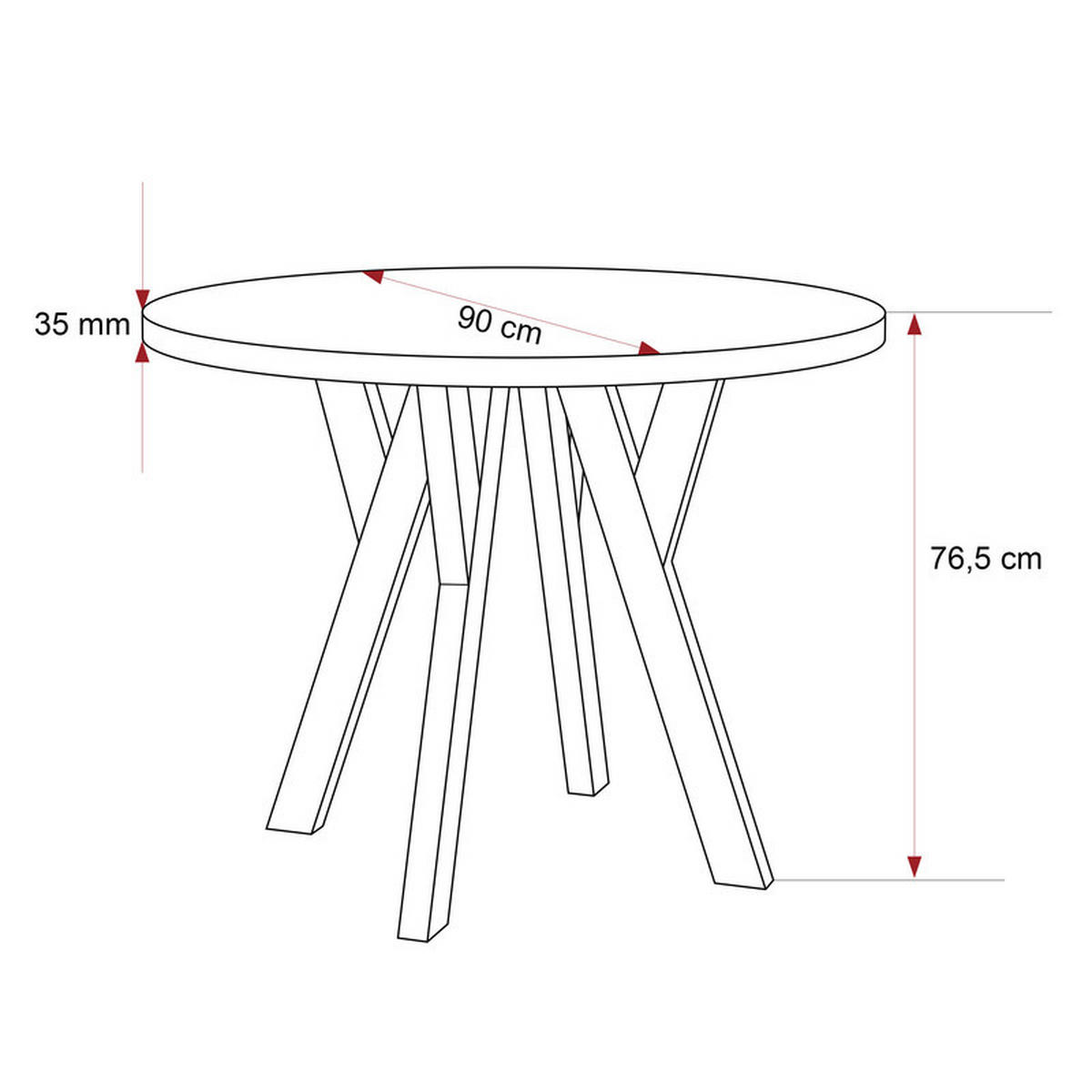 ESSTISCH YARA 90/76,5 cm Weiß - Weiß, Holzwerkstoff (90/90/76.5cm) - Idohome