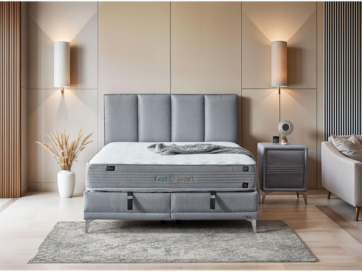 POLSTERBETT Cool Touch 120x200 Grau - Grau, Textil/Metall (120/200cm) - Villa Möbel
