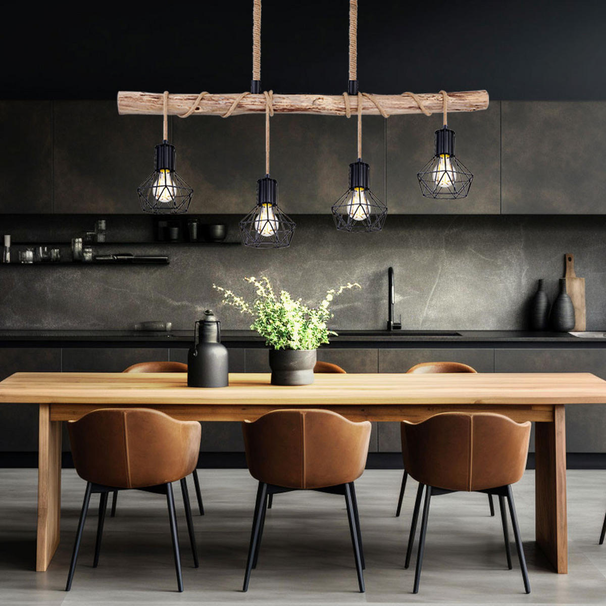 LED HÄNGELEUCHTE Holz Braun Höhenverstellbar - Braun, Holz (100/13.3/120cm) - Globo Lighting