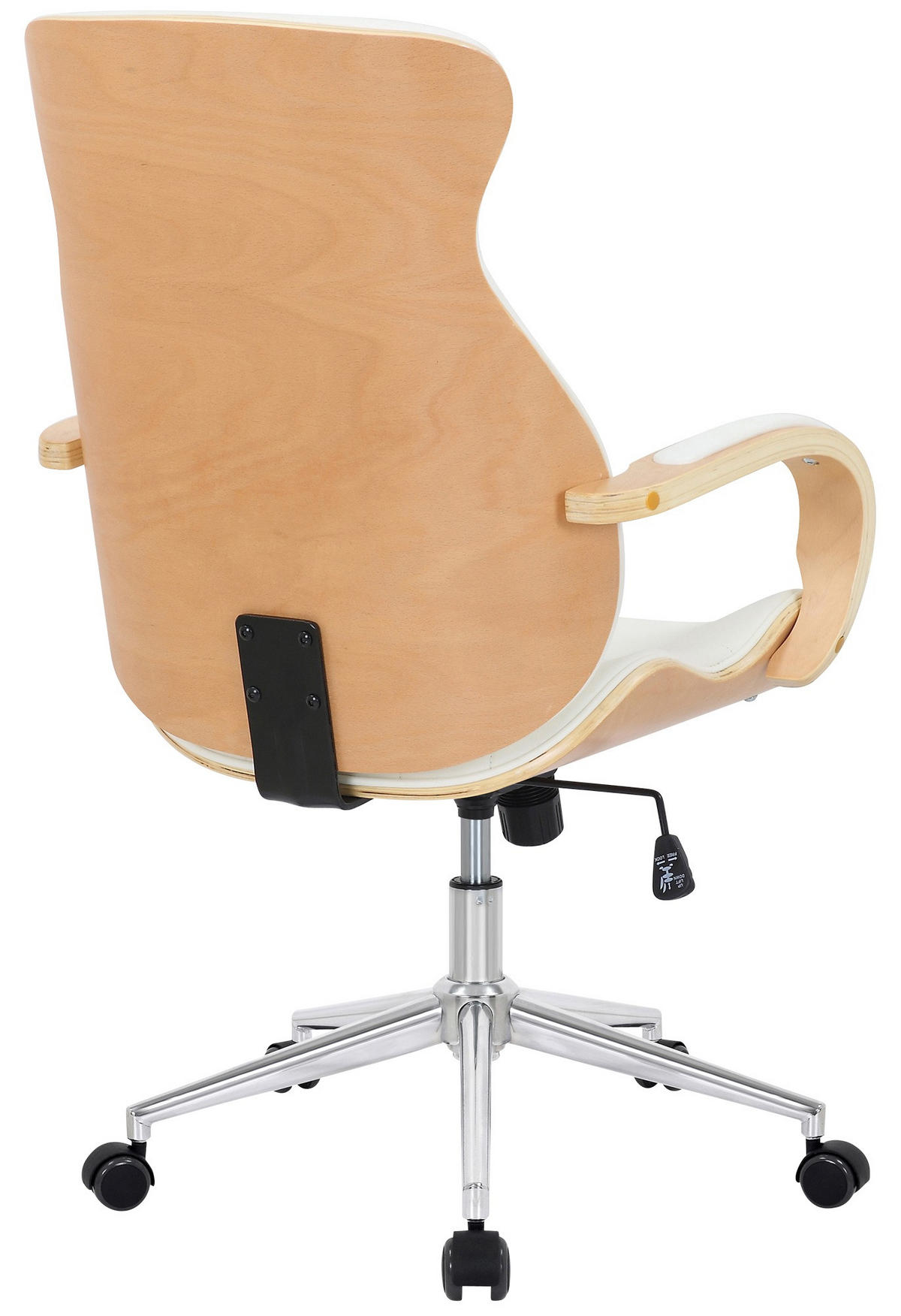DREHSTUHL Lederlook Natura/Weiß - Chromfarben/Eukalyptusholzfarben, Textil/Metall (63/100/68cm) - CLP