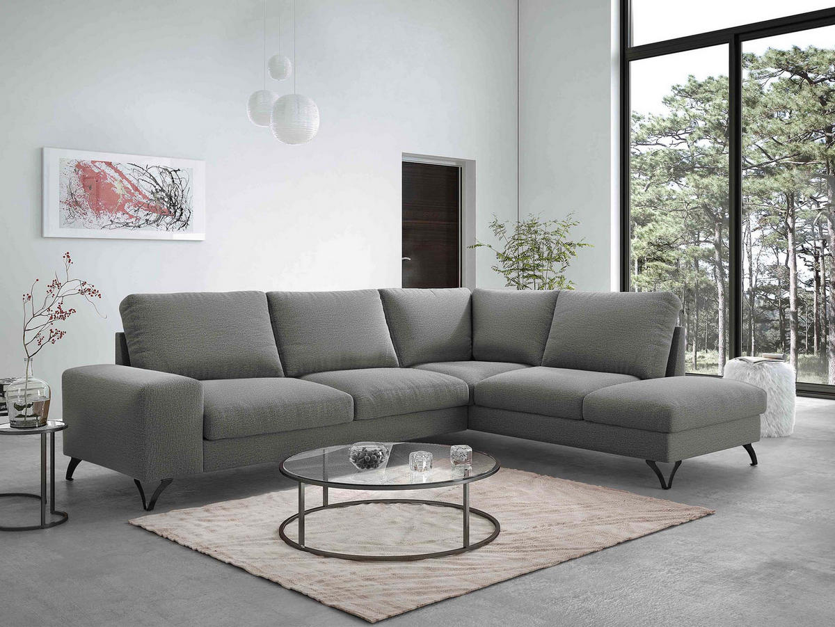 ECKSOFA Flavio Bis, Seite: Rechts - L4+L2F+R3F - Schwarz/Grau, Holz/Textil (285/214cm) - MIRJAN24