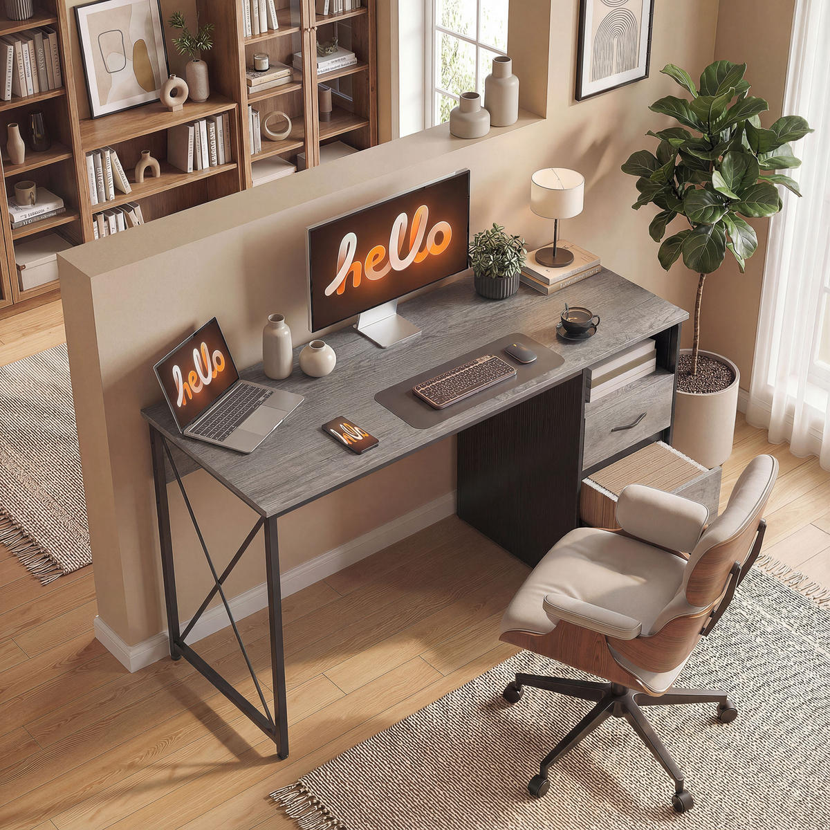 BÜROTISCH Hellgrau 1 Stück - Hellgrau, Holzwerkstoff (50/120/76cm) - GiPP