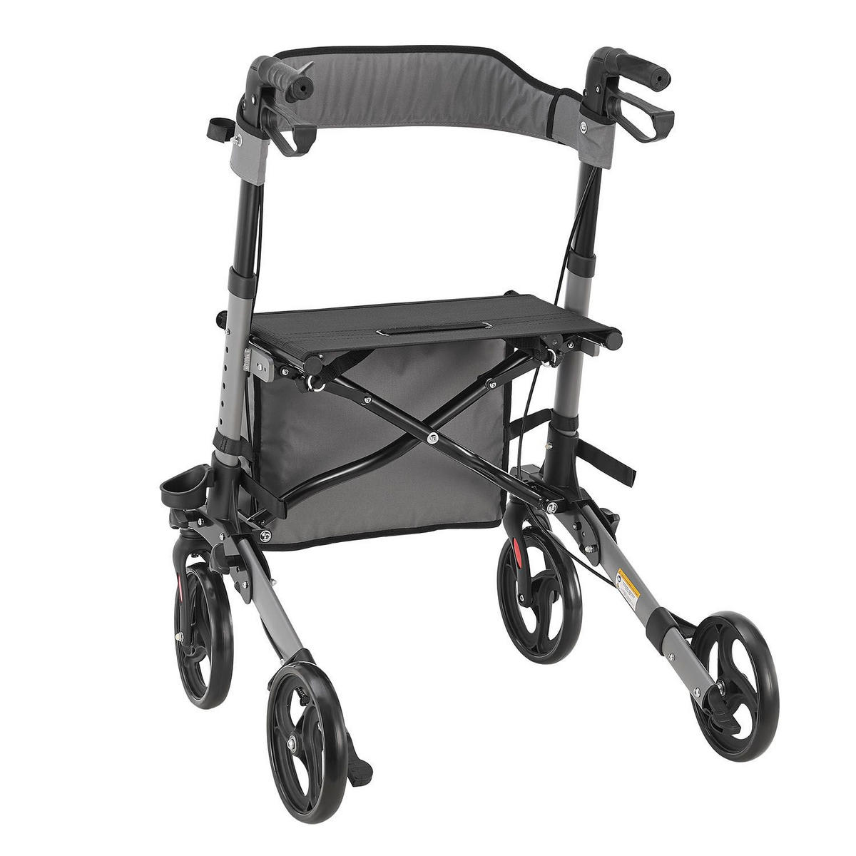 ROLLATOR Vital grau klappbar mit Sitzfläche & Einkaufstasche - Grau, Metall (63/80/68cm) - Juskys