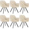 ARMLEHNSTUHL Drehbarer Samt 6er Set Lucia 58 x 58 x 87 cm creme - Creme, Kunststoff (58/87/58cm) - tectake