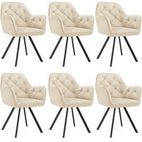 ARMLEHNSTUHL Drehbarer Samt 6er Set Lucia 58 x 58 x 87 cm creme - Creme, Kunststoff (58/87/58cm) - tectake