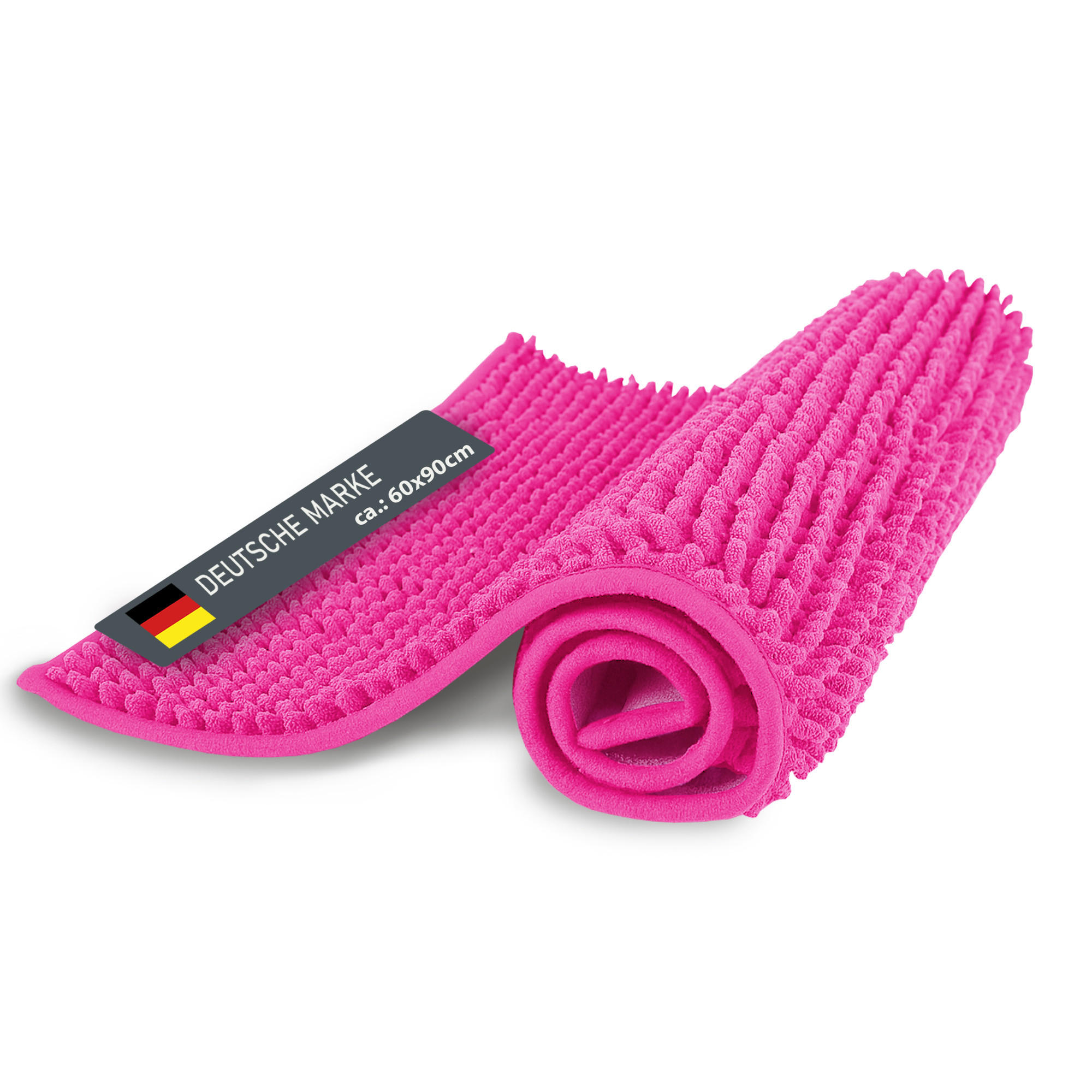 BADEMATTE Chenille 60x90cm Pink - Pink, Textil (90/60cm) - Bestlivings