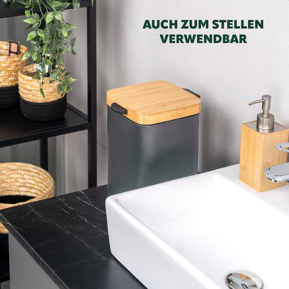 WAND-KOSMETIKEIMER 3 L, eckig, grau - Grau, Metall (16/24/23cm) - bremermann