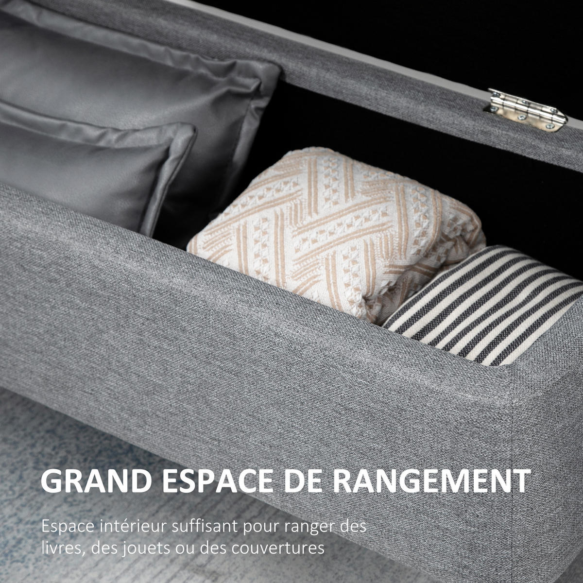 TRUHENBANK DE-16373 2-in-1 mit Stauraum und Samtbezug Grau - Grau, Textil (101/44.5/38.5cm) - ComfortXL