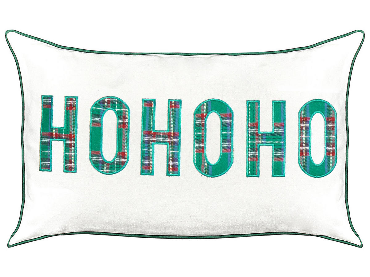 Dekokissen 2er-Set Weiß 50/30 cm Joycandy - Rot/Weiß, Naturmaterialen (50/30cm) - Beliani