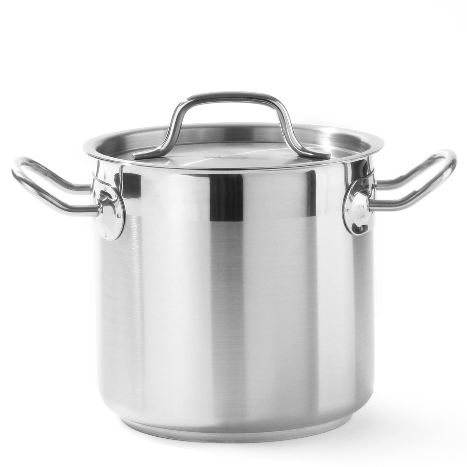 PROFI Line hoher Topf mit Deckel, Sandwichboden, 3 l, Durchmesser 160 x 150 mm (Höhe) - Hendi 832004 - Schwarz/Weiß, Metall (25/30/25cm) - Hendi