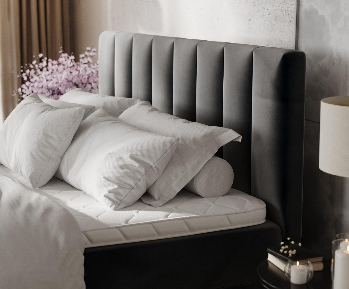 BOXBETT Lusso 180/200 cm Anthrazit im Paros Stoff - Anthrazit/Schwarz, Holz/Holzwerkstoff (180/200cm) - AltaBeds