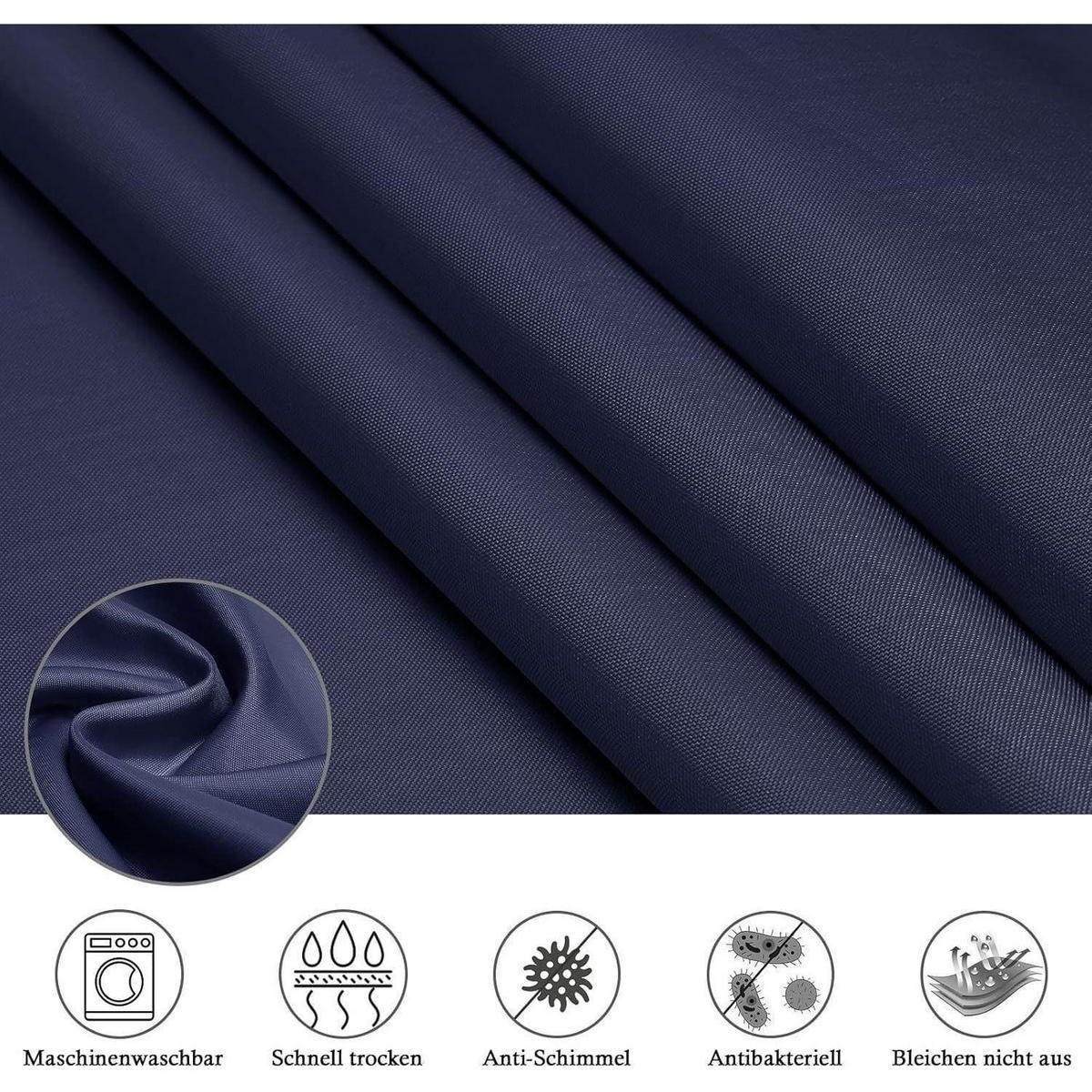 DUSCHVORHANG Dunkelblau 180 x 220 cm - Dunkelblau, Textil (180/220cm)