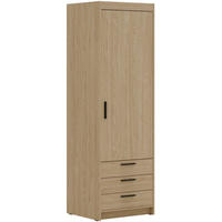 DREHTÜRENSCHRANK Elena mit 1 Tür und 3 Schubladen, Eiche Geölt - Eichefarben, Holzwerkstoff (60/190/53cm) - Beautysofa