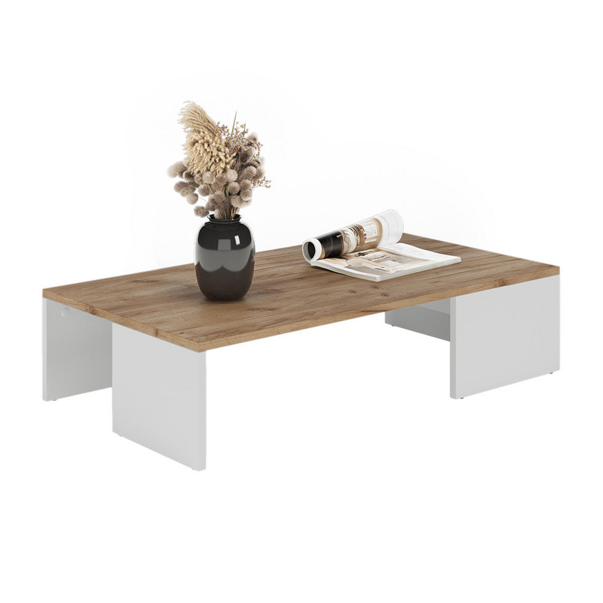 COUCHTISCH Hardi Weiß/Goldkraft Eiche 90 x 21.4 cm - Honigeiche/Weiß, Holzwerkstoff (50/90/21.4cm) - Vicco